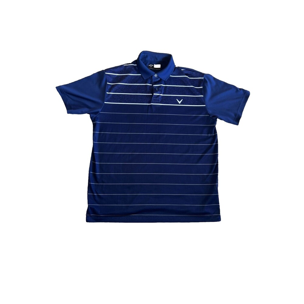 Callaway Size Medium Opti-Dri Stretch Golf Shirt Blue  White stripes